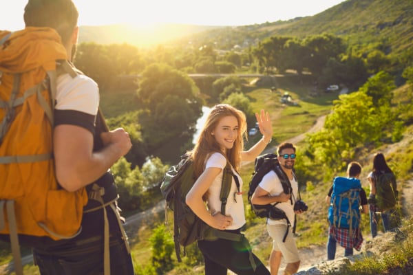 Active Travel with Ellison Tours - Group of Youth Hiking in Outdoors