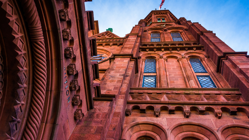 Smithsonian Museum Architecture - Red Building with old windows